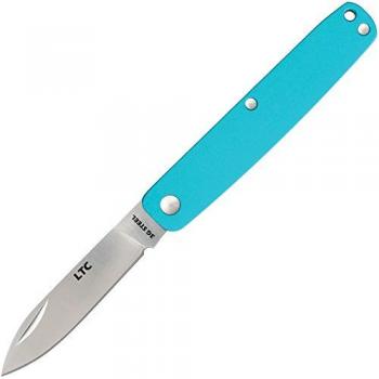 Fallkniven LTCsb Blue Aluminum Handle Folding Knife, 5.9 cm Laminated Powder Steel Blade