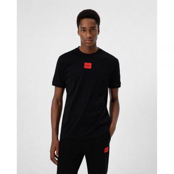HUGO Camiseta Diragolino Regular Fit Cuello Redondo Manga Corta Logotipo Algodón Negro Hombre