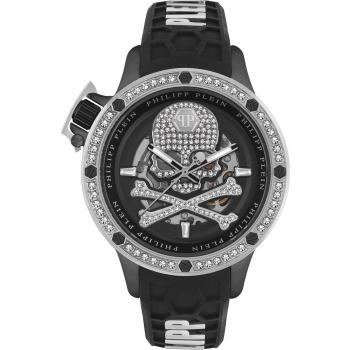 Mens Philipp Plein Plein Rich Automatic Watch, Black/Silver, Size: ONE SIZE, Features: Automatic movement, Silicone bracelet