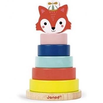 Janod - Bosque Apilable Baby Forest - Juguete de Madera Para Apilar - Desarrollo de La Motricidad Fina - Multicolor - A Partir de 1 Año, J08014