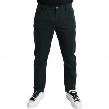Dolce & Gabbana Green Cotton Stretch Skinny Men Denim Jeans - IT44 | XS