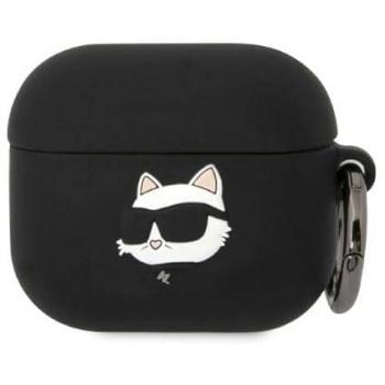 Funda de Silicona Karl Lagerfeld 3D Logo Choupette para AirPods 3, Color Negro