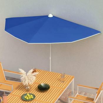 Sombrilla de jardín semicircular con palo 300x150 cm azul claro