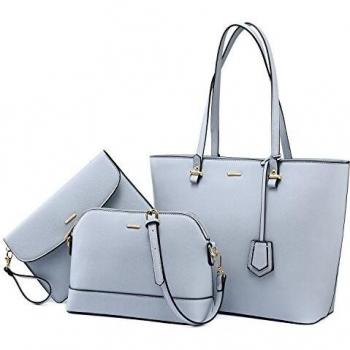 LOVEVOOK Bolsos de las mujeres bolsos hobo bolso de mano satchel cartera Set 3pcs Azul claro