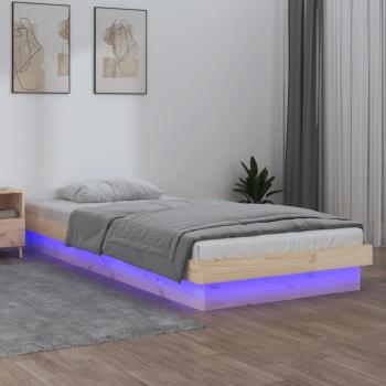 Marco de cama LED 90x200 cm en madera maciza