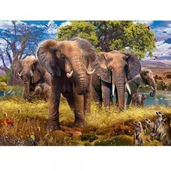 Ravensburger- Elefantenfamilie Puzzle 500 Piezas, Multicolor