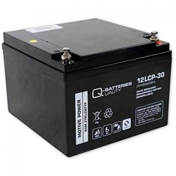 Q-Batteries Batería de Plomo Tipo AGM 12LCP-30/12 V - 30 Ah, Ciclo Profundo VRLA