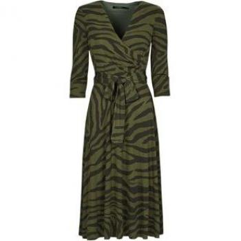 Vestido Largo Cruzado de Punto Jersey CARLYNA Kaki para Mujer - Lauren Ralph Lauren