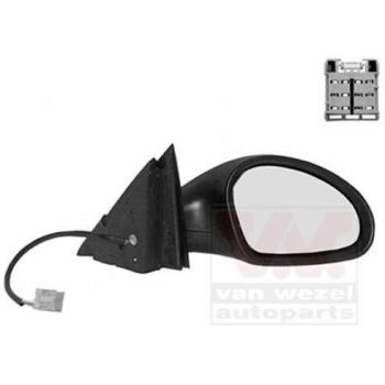 Espejo retrovisor VAN WEZEL 4917808 con carcasa negra, ajuste manual, cristal convexo y diseño OEM