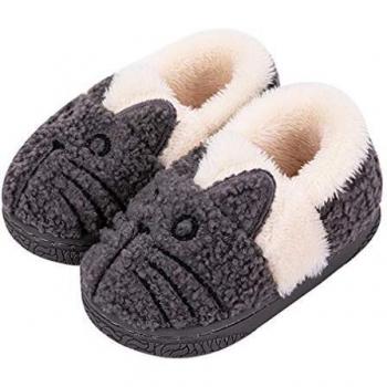 Zapatillas de Estar por Casa para Niñas Niños Invierno Zapatillas Interior Casa Caliente Pantuflas Suave Algodón Calentar Zapatilla Mujer Hombres Gris2 33-34 EU