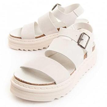 Sandalia de Piel con Plataforma para Mujer Martita 80695 Blanco Talla 41