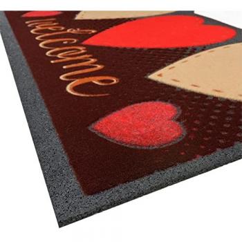 Felpudo de goma antideslizante simpático 100% Made in Italy, 40x70 cm, multicolor y contorneado