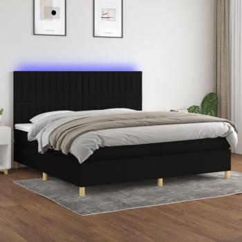 Colchón de cama box spring con muelles y tela LED negra 200x200cm