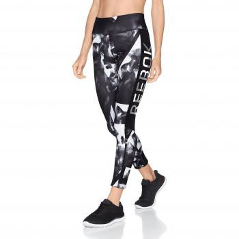 Reebok WOR Smoke Print Tight Mallas, Mujer, Negro, XL