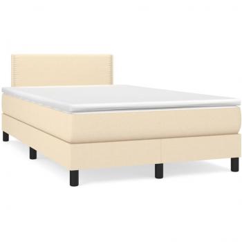 Cama box spring con colchón tela color crema 120x190 cm Crema