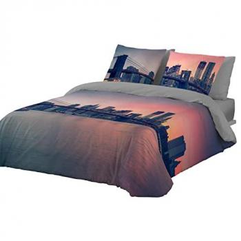 Funda Nórdica 100% Algodón Suave Brooklyn Bridge para Cama de 135 cm con Funda de Almohada (220x220 cm, 2 Piezas) - Fabricado en España
