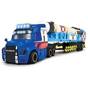 Camión Trailer de Juguete Dickie Toys de 41cm con Luz y Sonido, incluye Cohete Espacial, adecuado a partir de 3 años
