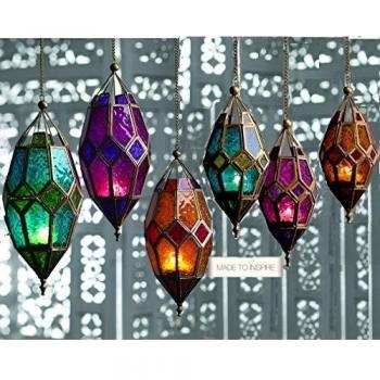 Etiqueta TONAL marroquí de cristal para colgar farol portavelas, dorado, L