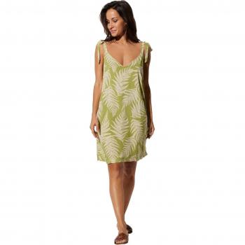 Vestido de playa corto estampado tropical con tirantes anudados