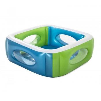 Piscina Hinchable Familiar Bestway con Ventanas, 168 x 168 x 56 cm, Autoportante, Diseño Window, Azul y Verde