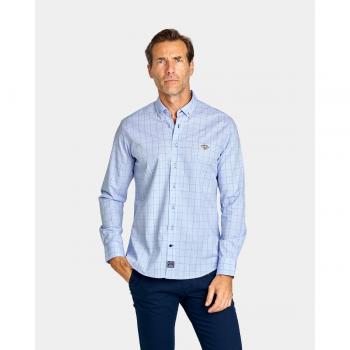 CAMISA DE HOMBRE POPELIN REGULAR CUADROS AZUL