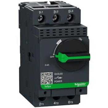 Disyuntor-Motor Magnético Schneider Electric GV2L03, 0.4A, 690 V AC, 50/60 Hz, capacidad de cortocircuito de 50KA, dimensiones de 89mm x