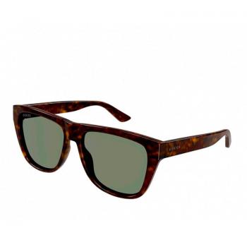 Gucci GG1345S Rectangular Sunglasses with Golden Logo Detailing, Brown Male, Size: 57 MM