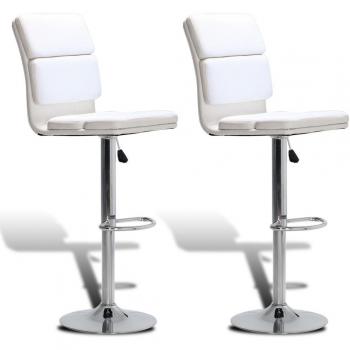 vidaXL Taburete de cocina bar, 2 unidades blancas giratorias y ajustables