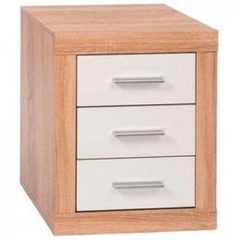 Mesita de Noche Lara 3 Cajones Cambria/Blanco 60X50x34,6 cm