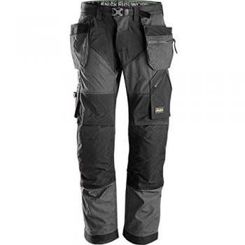 Pantalón de trabajo unisex Snickers Flexiwork con bolsillos grises y negros - Talla 50 corta (35 30)