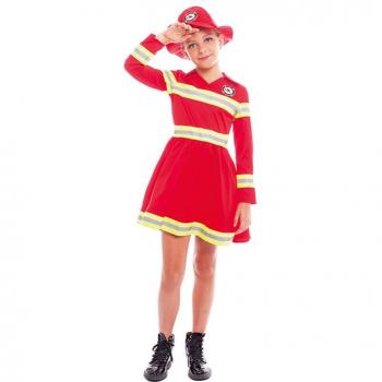 Disfraz de Bombera Rojo y Amarillo para niña