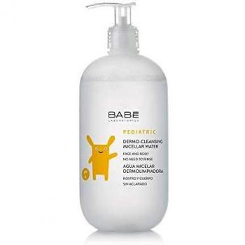 Laboratorios Babé - Agua Micelar Dermolimpiadora Pediátrica 500 ml, Facial y Corporal, Piel Sensible, Piel Irritada, Piel Frágil, Zona Íntima, Cambio Pañal, Refrescante, Uso Diario