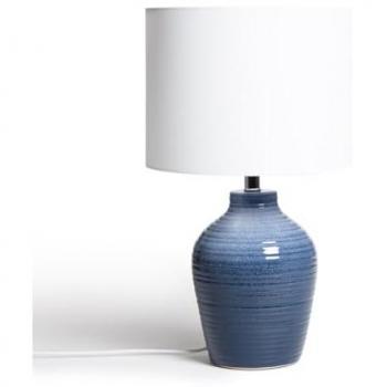 Lámpara de Mesa de Cerámica Botijo Azul Oscuro para Decoración del Salón y Dormitorio