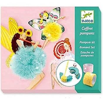 Djeco- Coffret K Juego de Artesanía para Faldas de Pompón, Multicolor