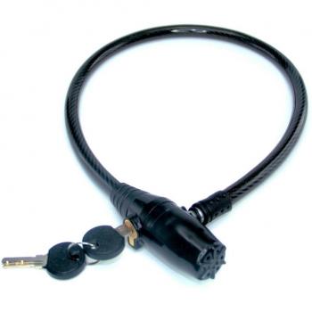Fishtec ® Antirrobo para Bici con Alarma 95 decibelios - Candado para Bici, Scooter o Moto con Cierre de Llave, 2 Llaves Incluidas - Funciona con Pilas - Cable ⌀ 2 CM, Largo 62 CM - Negro