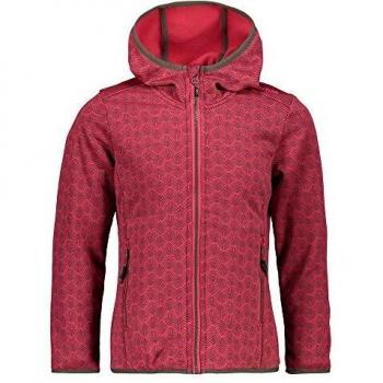 CMP Fix - Chaqueta de Forro Polar con Capucha para niña, Color Rojo y Verde, Transpirable, elástica, cálida, 25 ZD de Carga de rodio, 128
