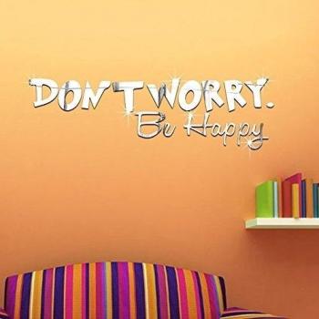 ufengke® 3D Don'T Worry Letras Efecto de Espejo Pegatinas de Pared Diseño de Moda Etiquetas del Arte Decoración del Hogar Plata