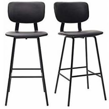 Taburetes de bar modernos negros con patas de metal de 75 cm (lote de 2) LAB