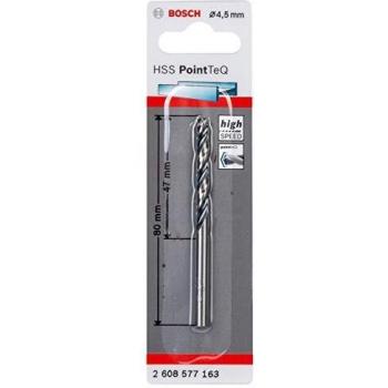 Bosch Professional Broca helicoidal HSS PointTeQ, para metal, 4.5 x 47 x 80 mm, accesorio de taladro