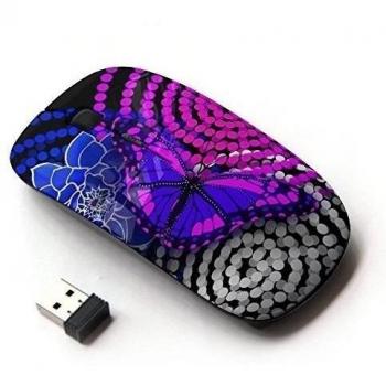 KOOLmouse [ Ratón óptico 2.4G inalámbrico ] [ Purple White Blue Butterfly ]
