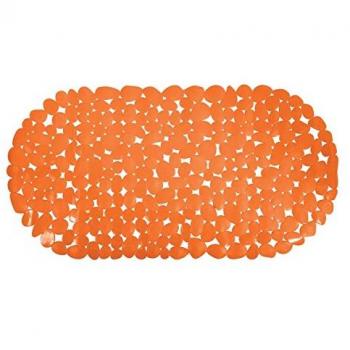 Alfombra de Baño Antideslizante de PVC con Diseño de Piedras Naranja 68x35 cm