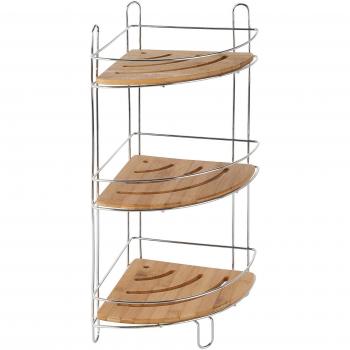 Estanteria baño cromada y bambu 19.5x19.5x48.5 bambú
