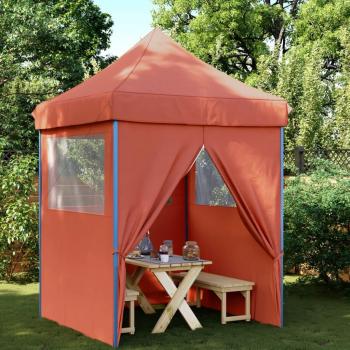Tienda de fiesta plegable Pop-Up 4 paredes laterales color Burdeos, Naranja y Terracota
