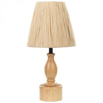 Lámpara de Mesa Natural Morona con Base de Madera de Roble Claro y Pantalla de Papel