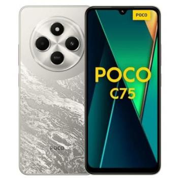 Smartphone POCO C75 Dorado 6GB RAM + 128GB Almacenamiento, Pantalla 6.88, Cámara Triple 50MP, Helio G81, Dual-SIM, Android