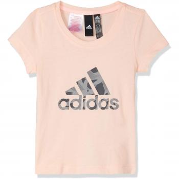 Adidas YG Logo tee Camiseta, Niñas, Naranja/Gris