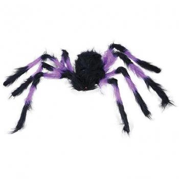 Araña Peluda lila y negra de 75 cm