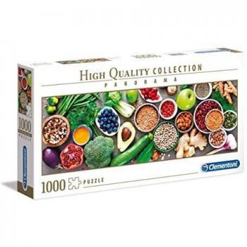 Clementoni- Puzzle 1000 Piezas Panorama Verduras saludables