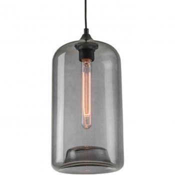 Lámpara colgante Zambelis 14101, vidrio gris humo, diámetro 19 cm