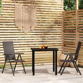 Juego de Comedor de Jardín 3 Piezas Negro Vidaxl